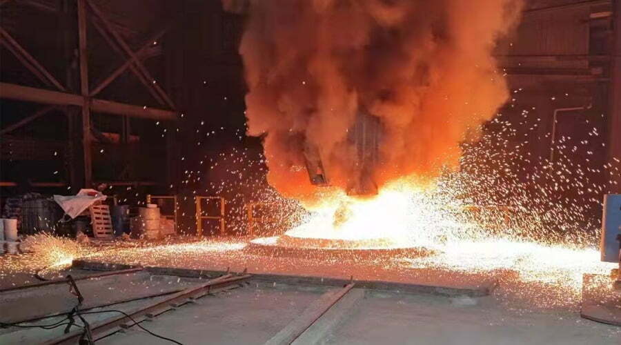 Индукционная печь на сталелитейном заводе